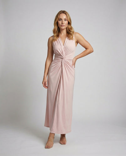 Damen Raffinierte Knotenfront Twist-Midikleid