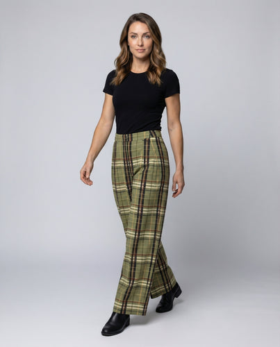 Damen Praktische Gürtelschlaufen Karohose