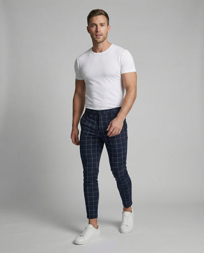 Herren Seriöse Karomuster Chinohose