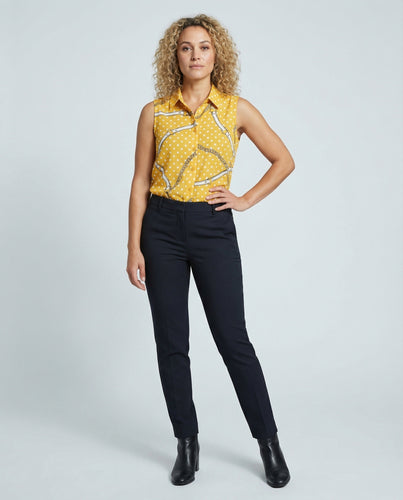 Damen Cropped Bluse Ärmellos Blumenprint Tailliert