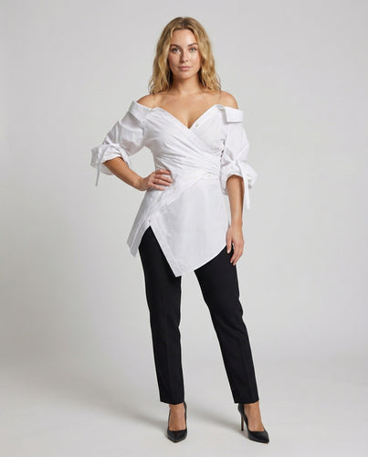 Damen Wickelbluse Asymmetrisch Spaghettiträger