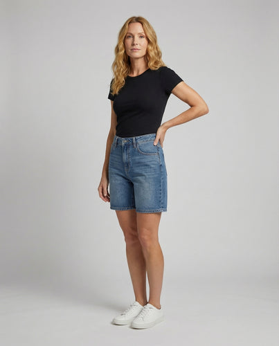 Damen Denim Bermuda Gerade Passform