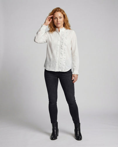 Damen Rüschenbluse Vintage Stehkragen