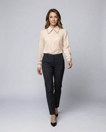 Damen Hemdbluse Zierkragen Elegant