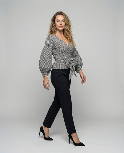 Damen Wickelbluse Taille Gürtel
