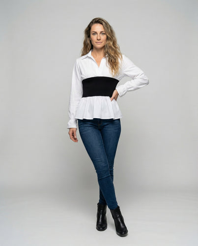 Damen Hemdbluse Korsett Volant