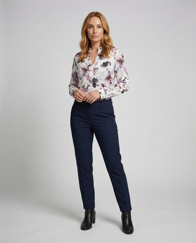 Damen Bluse Aquarell Stehkragen