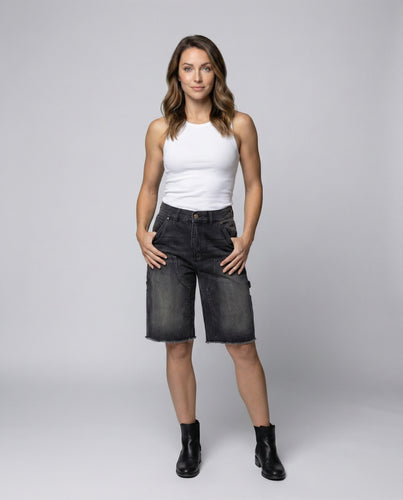 Damen Denim Bermuda High Waist