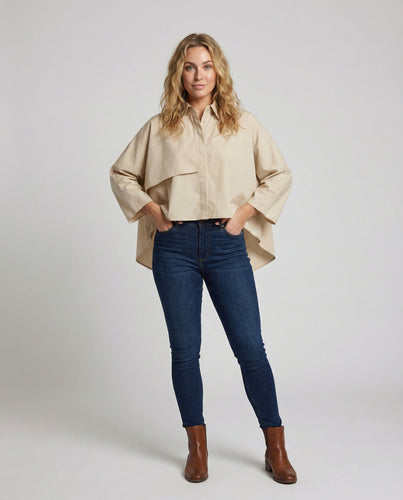 Damen Cape Bluse Asymmetrisch