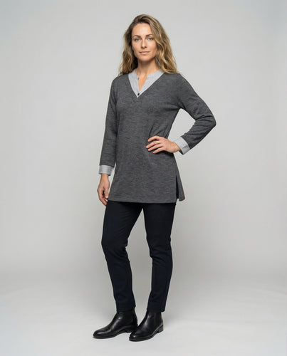 Damen Tunika Lagenlook V-Ausschnitt