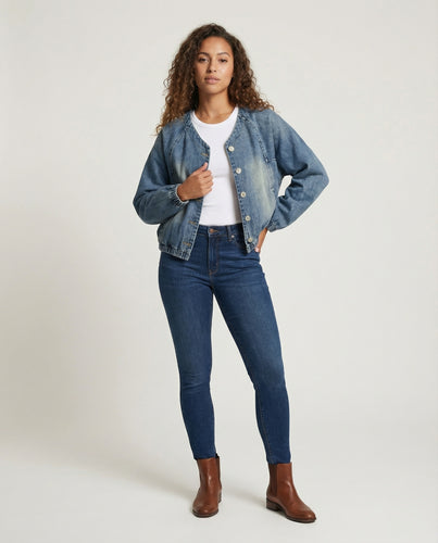 Damen Jeans-Cardigan Lässig V-Ausschnitt