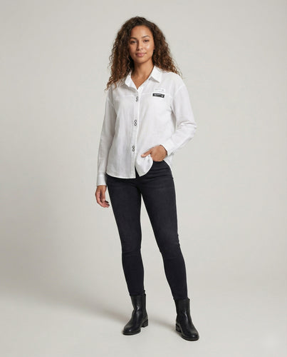 Damen Hemdbluse Leicht Kontrastkragen