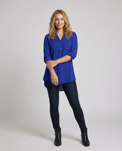 Damen Tunika-Bluse Leicht V-Ausschnitt