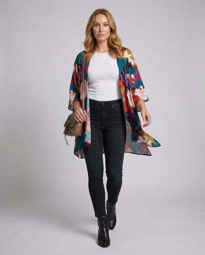Damen Boho-Kimono Leicht Floral