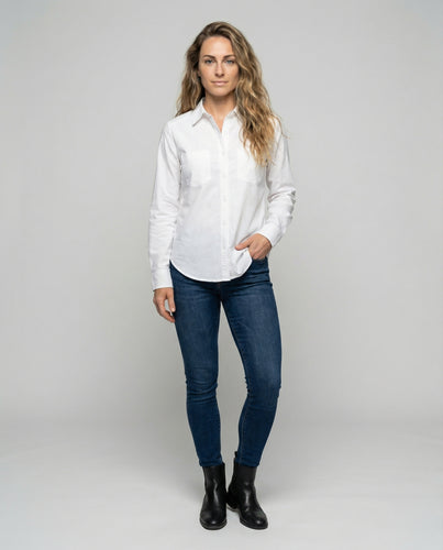 Damen Oxford-Hemdbluse Locker Brusttaschen