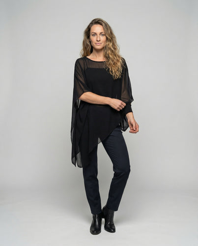 Damen Chiffon-Tunika Luftig Asymmetrisch