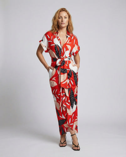 Damen Maxikleid Hemdblusenstil Tropisch