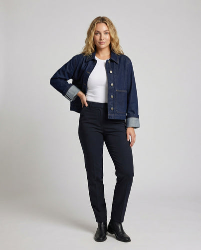Damen Denimjacke Oversize Kontrastärmeln