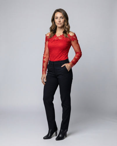 Damen Cocktailkleid Schulterfrei Spitzen Mesh