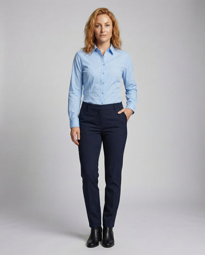Damen Langarm-Hemdbluse Tailliert Hemdkragen