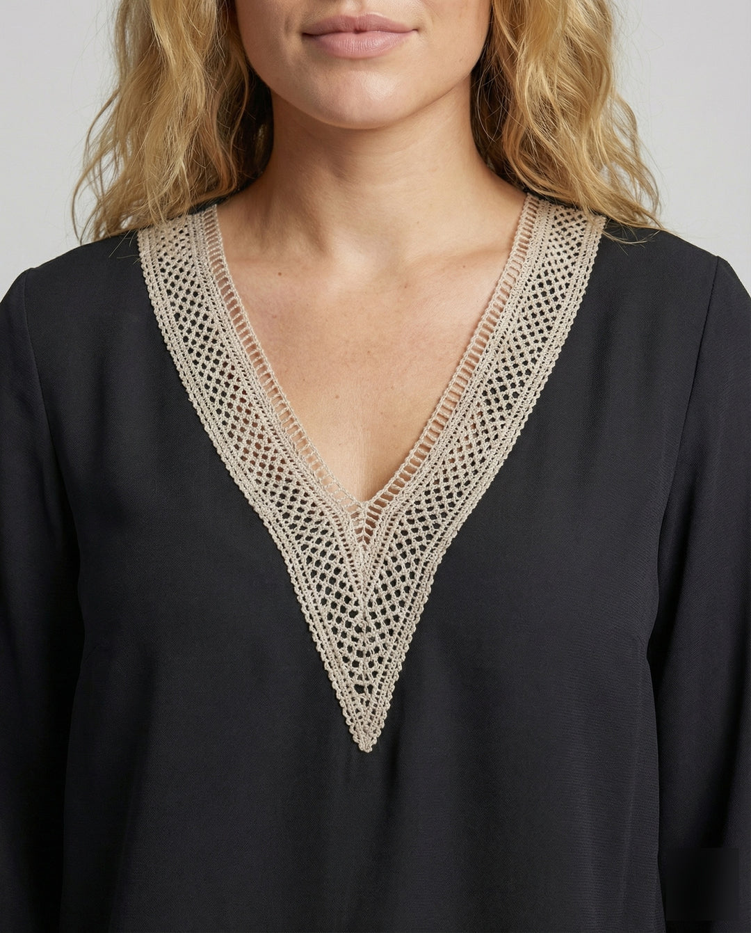 Damen V-Ausschnitt-Tunika Spitze Asymmetrisch