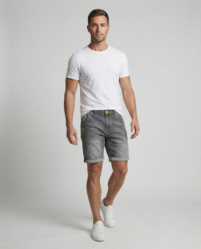 Herren Denim-Bermuda Knielang Umschlag Five-Pocket