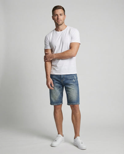 Herren Denim-Bermuda Knielang Vintage-Wash