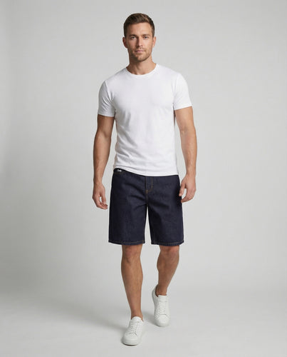 Herren Denim-Shorts Knielang Hoher Bund