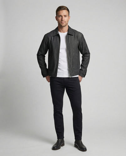 Herren Reißverschlussjacke Minimalistisch Denim
