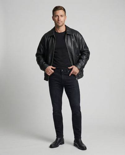Herren Oversize Kunstleder-Blouson Reißverschluss