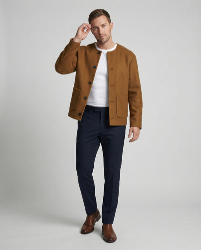 Unisex Cardigan-Jacke Minimalistisch Rundhals Taschen