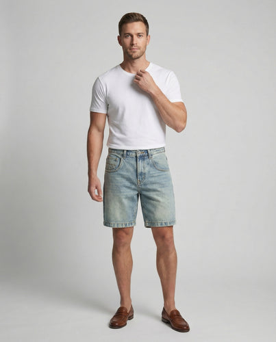 Unisex Jeans-Shorts Mittellang Hoher Bund Used