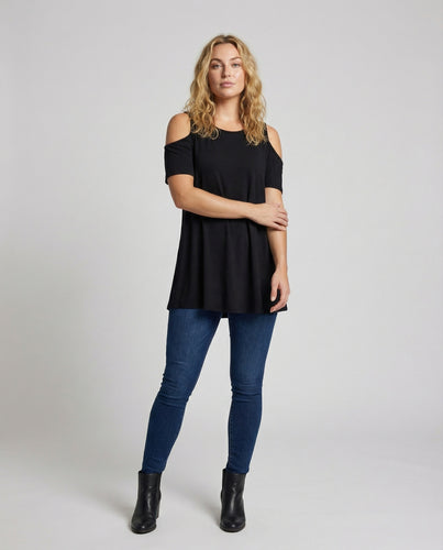 Damen Jersey Tunika mit Cut-Out-Ärmeln
