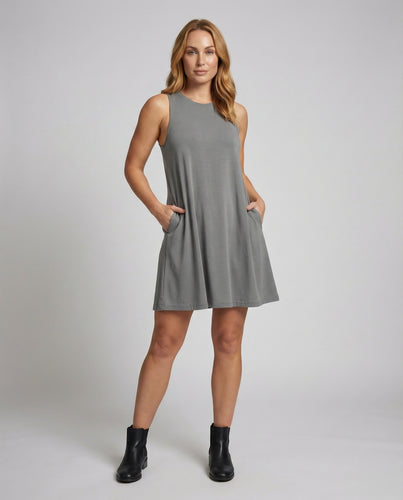 Damen Jersey Swingkleid mit Seitentaschen
