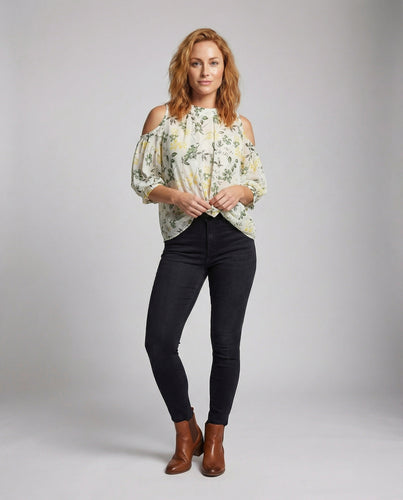 Damen Chiffon Top mit Zipfelsaum