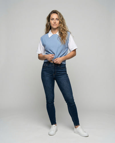 Damen Lagenlook Blusentop mit Rippstrick
