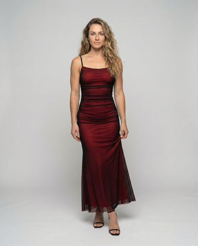 Damen Meerjungfrauen Maxikleid mit Raffung
