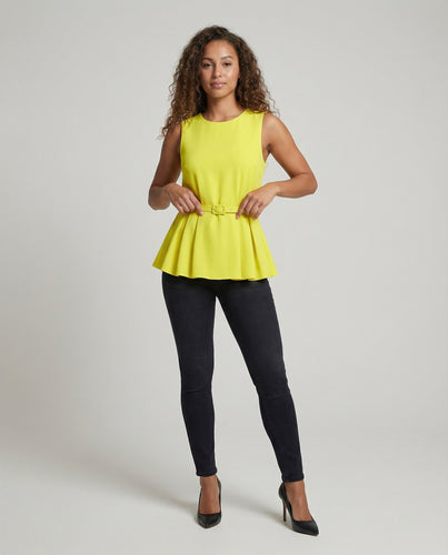 Damen Schößchen Top mit Ziergürtel