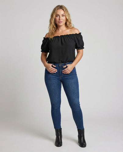 Damen Carmenbluse mit elastischem Ausschnitt