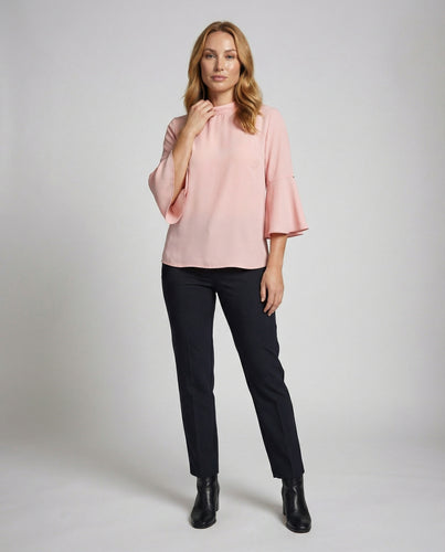 Damen Glockenärmel Bluse mit Perlen