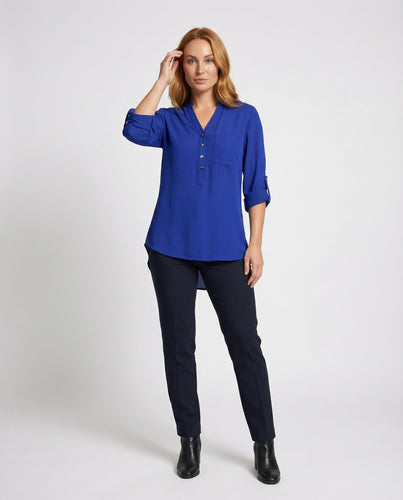 Damen Longbluse mit abgerundetem Saum