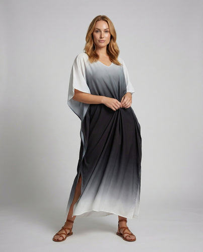 Damen Kaftan Maxikleid mit Kimonoärmeln