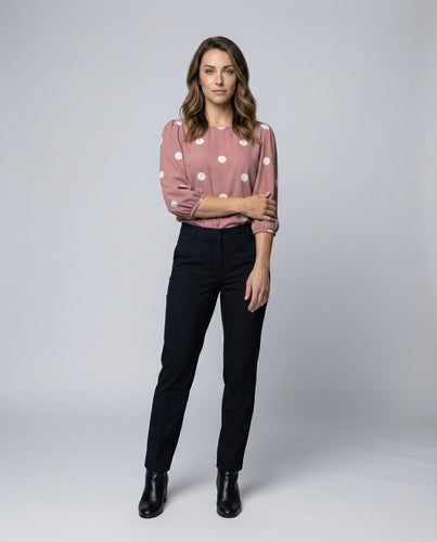 Damen Gepunktete Chiffon Ballonärmel Bluse