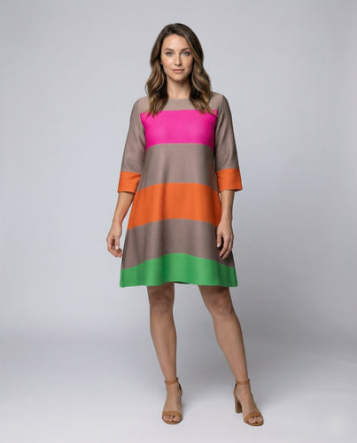 Damen Strukturstrick A-Linien Kleid