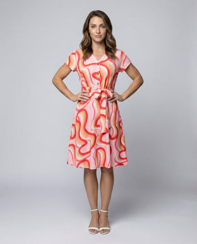 Damen Knielanges Seidenoptik Wickelkleid