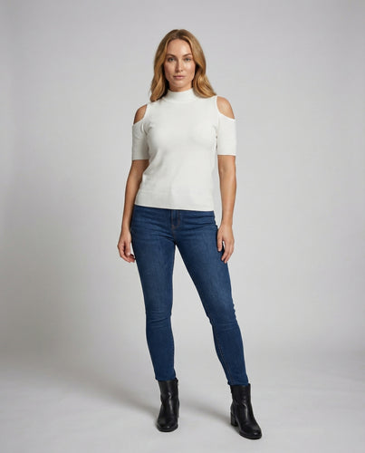 Damen Cut-Out Schulter Feinstrick-Top