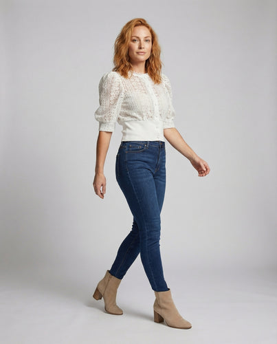 Damen Puffärmel Spitzen-Strickjacke