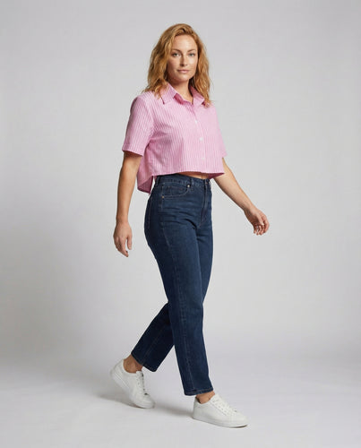Damen Kastige Streifen-Hemdbluse