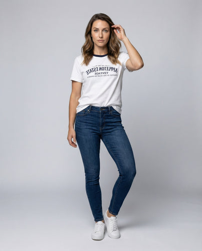 Damen Vintage-Print Baumwoll-T-Shirt