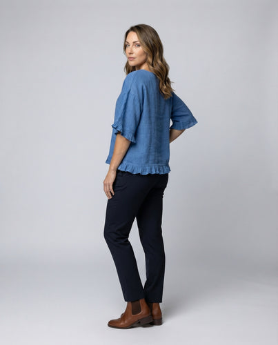 Damen Gekrepptes Blusenshirt mit Randsaum